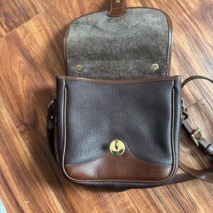 Dooney & Bourke Brown Leather Crossbody Bag with Gold Hardware